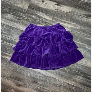 Hanna Andersson Girls Purple Velour Tiered Ruffle Skirt Size 140 Cotton Blend